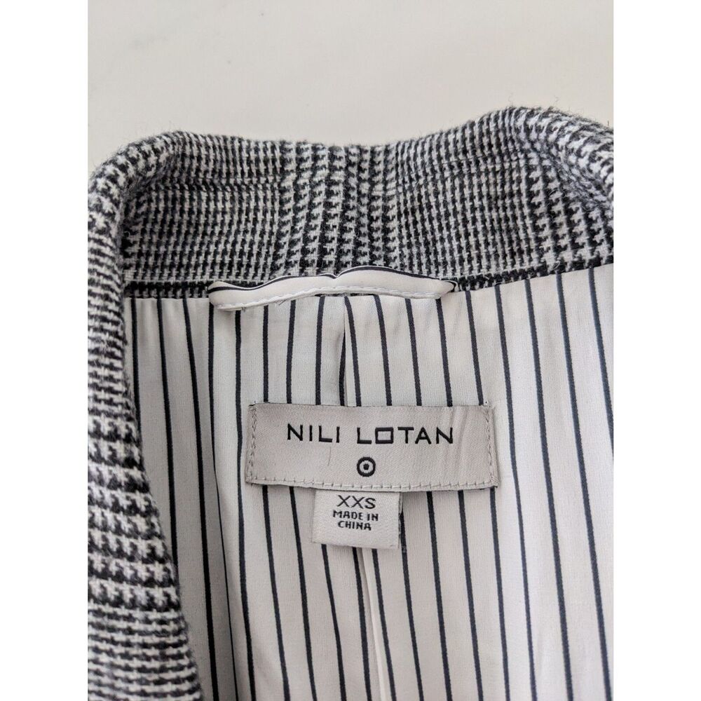 Nili Lotan for Target Long Overcoat Plaid Double Breasted Size XXS Black White - Picture 4 of 6